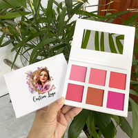 Palette de fard à joues 6 couleurs de haute qualité, maquillage pour le visage, palette cosmétique 3 en 1, surligneur, blush et contour