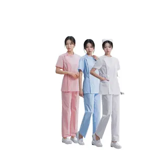 Ensemble deux pièces d'uniforme d'infirmière blanc – Tenue de <span class=keywords><strong>travail</strong></span> pour salon de beauté, dentisterie, pharmacie, soignant – Séchage rapide, évacuation de l'humidité - Product Image 5