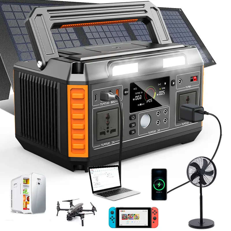 Bateria de energia alternativa recarregável Lifepo4 Emergência 110V 220V Gerador solar 600w Estação de energia portátil para acampamento ao ar livre