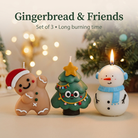 Lot de 3 bougies parfumées en cire de soja peintes à la main, thème personnages de Noël, coffret cadeau, fournisseur de décorations de fêtes en gros