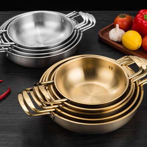 Marmite coréenne mini en acier inoxydable antiadhésive avec doubles poignées <span class=keywords><strong>pour</strong></span> fruits de mer, ramen, soupes, <span class=keywords><strong>paella</strong></span>, compatible <span class=keywords><strong>induction</strong></span> - Product Image 6