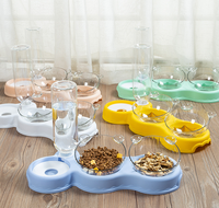 Bouteille d'eau et de nourriture manuelle à double compartiment en plastique ABS pour prévenir les troubles gastro-intestinaux des chats, pour une utilisation en intérieur et en extérieur