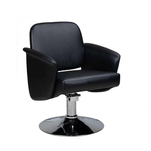 MD Modern <b>Black</b> Leather Height Adjustable Salon Barber Chair Gold Base Swivel Reclining Hotel Beauty Studio School Living Room - Product Image 4
