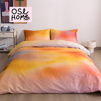 Parure de lit 4 pièces en satin de coton longues fibres, dégradé crème nordique, 60 fils, housse de couette imprimée en pur coton de qualité supérieure