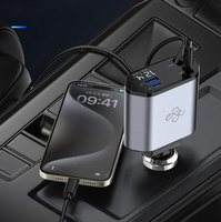 Cable Cargador de Coche Retráctil 4 en 1 Tipo-C, Adaptador de Carga Rápida de 35W con Protección PD, OTP, OVP y OCP, Superventas