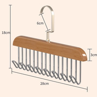 HYJ1 cintre en bois avec 8 crochets soutien-gorge cintres peu encombrants cintre en bois avec crochets rotatifs à 360 ° placard garde-robe organisateur