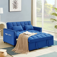 Canapé-lit convertible 2 places en velours capitonné 2-en-1 avec oreillers, mobilier de salon moderne et minimaliste pour petits espaces, confortable