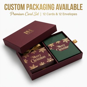Biglietti di Auguri Natalizi di Lusso con Stampa in Lamina d'Oro e Buste, Cartoncino Premium 350gsm, Set Aziendale Personalizzabile OEM/ODM - Product Image 5