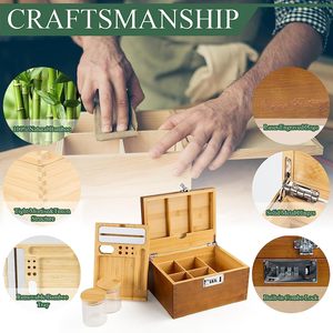 Viking Factory Bamboo <b>Makeup</b> Organizer Wooden Storage <b>Box</b> With Combination Lock Desktop Organizer For Beauty Essentials - Product Image 4