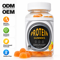 Gummies de protéines de pois hydrolysées saveur orange, à base de plantes, sans gluten, 60 unités, nutrition sportive, marque privée OEM