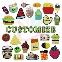 Breloques de chaussures mignonnes en forme de nourriture (bonbons, burgers, glaces, beignets) en PVC écologique, avec couleur et taille personnalisables pour la décoration de sabots