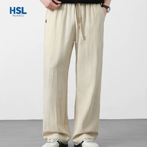 Pantaloni Casual in <span class=keywords><strong>Lino</strong></span> di Alta Qualità per Uomo, Stile Estivo Leggero con Elastico in Vita e Coulisse, Gamba Larga e Fluido - Product Image 1