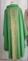 Aube de Prêtre d'Église, Chasuble Religieuse Brodé, Robe à Manches Longues Color Block, Longueur Mi-Mollet, Chemise en Dentelle Creuse