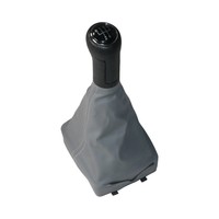 Palanca de cambios de 5 velocidades, tapa negra, perilla de cambio de marchas, cubierta de cuero antipolvo gris, manija de palanca de cambios de coche para VW Polo 9N2 / 9N3