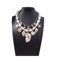 Ensemble de colliers à pendentif en coquille de conque en alliage de céramique imitation baroque pour femmes pour fêtes, fiançailles et anniversaires