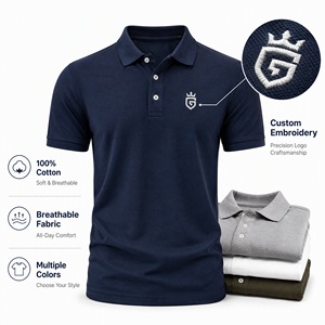 Camiseta Polo Personalizada para Hombre, 100% Algodón, Bordada, Transpirable, de Manga Corta, con Cuello, Varios Colores, Venta al Por Mayor - Product Image 1