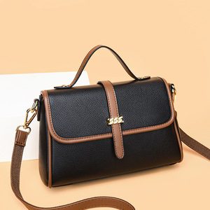 Women's Zipper Polyester PU Top Handle Bag Solid Color Black <b>Blushing</b> Light - Product Image 1