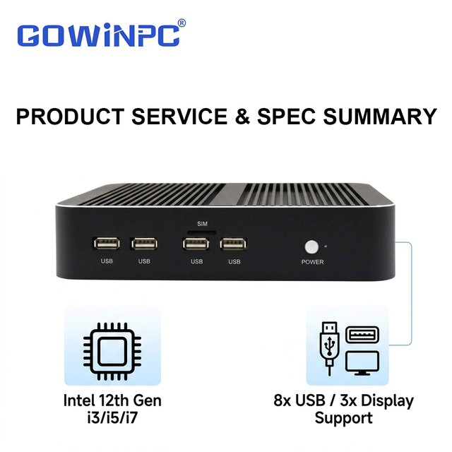 Ultra Compact Fanless Industrial PC Powered by Intel Core i713700H 16GB RAM Dual M.2 SATA 2x Gigabit LAN 8 USB
