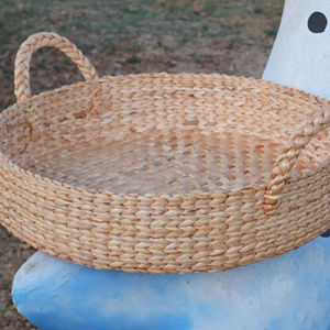 Bandeja Redonda Tejida a Mano de Jacinto de Agua, Cesta Decorativa de Fibra Trenzada para Organización de Cocina y Escritorio - Product Image 2