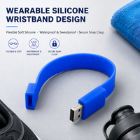 Flashdisk USB 2.0 Silikon Logo Kustom, Gelang Flashdisk, Hadiah Promosi Baru 8GB/16GB/32GB/64GB/128GB
