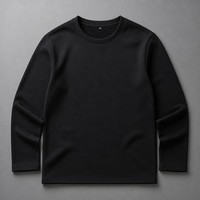 Camiseta Térmica Unisex de Manga Larga con Cuello Redondo, Forro Polar, Ajuste Holgado, Puños Planos Sin Ribete, Lisa, para Personalizar con Logotipo, Venta al por Mayor, 280G