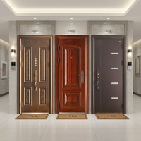 Pintu Eksterior Yonking Anti-maling, Pintu Keamanan Depan Baja-Kayu untuk Rumah, Apartemen, dan Bangunan Hunian