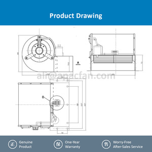 Ventilador Centrífugo de Doble Entrada con Rodamiento de Bolas, Aspas de Hierro, OEM, D2E133-AM47-01/A01, 230 VCA, 190/164 W, 0.84/0.72 A, 1500/1900 RPM - Product Image 4