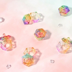 KADS 6 pièces, coupelles hexagonales en verre iridescent coloré avec couvercle pour poudre acrylique liquide, pour salon de manucure et outils de manucure DIY - Product Image 1