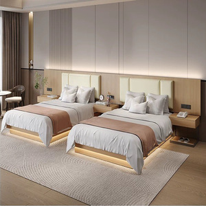 ชุดเฟอร์นิเจอร์ห้องนอนโรงแรมโรงงานฝอซาน เตียงคู่แบบมีฐานรองรับพร้อมหัวเตียงบุนวมอย่างนุ่มและโต๊ะข้างเตียง ราคาประหยัด - Product Image 5