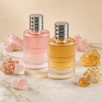 Flacon de parfum en verre vide de luxe rose doré de 100 ml, personnalisé, en forme de cylindre, avec pulvérisateur à sertir, vente en gros Anding Stock