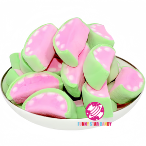 OEM personnalisé barbe à papa sucre <span class=keywords><strong>lait</strong></span> <span class=keywords><strong>fraise</strong></span> saveur fruit en forme de pastèque bonbons doux guimauve - Product Image 2