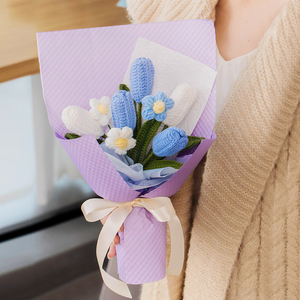 2025 <strong>Handmade</strong> <strong>Knitted</strong> Tulip Bouquet Soft Artificial Yarn <strong>Flowers</strong> for Graduation Mother's Day Christmas New Year Decor Gift for - Product Image 4