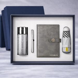 Ensemble cadeau promotionnel haut de gamme avec bouteille en acier inoxydable et parapluie dans un coffret cadeau avec logo personnalisé - Product Image 6