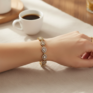 กำไลข้อมือดีไซน์วงรีประดับ CZ ทำมือแท้ ขายส่ง พร้อมจี้ห้อย เครื่องประดับเงินแท้ 925 จากตุรกี ขายส่ง - Product Image 3