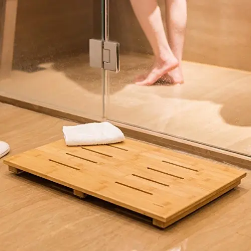 Tapis de douche antidérapant en bambou, pour salle de bains écologique, 12 pièces