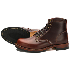 Herren Echtleder Schnür-Overalls aus Rindsleder im europäischen und amerikanischen Retro-Stil, Aramco Khaki Stiefeletten - Product Image 3