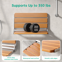 PUNCHAN Banc de douche pliant moderne en acier inoxydable et bois de 18 pouces, gain de place, fixation murale, siège de douche pliant pour salle de bain