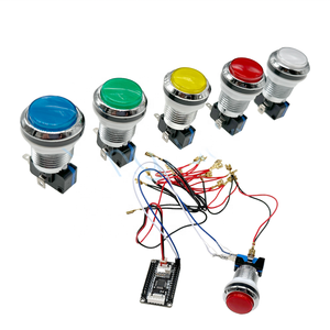 Arcade nút Vòng Electroplated 33 Mét 12V ánh sáng bạc mạ nhựa Tiếng Anh phụ kiện Trò chơi giao diện điều khiển chuyển đổi lỗ 24 Mét - Product Image 1