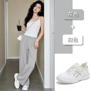 Zapatillas Dad Shoes para Mujer, Blancas, de Malla Transpirable, con Suela Gruesa, Casuales, Primavera Verano 2026, de Caña Baja y Tacón Medio, a la Moda - Product Image 3