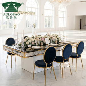 Mesa de Boda Rectangular de Metal Moderno con Cristales para Recepción de Hotel, Salón de Banquetes, Comedor y Uso en Exteriores - Product Image 5