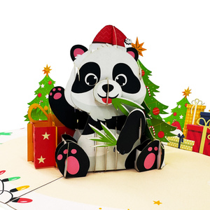 Vietnamese Love Style <b>Gifts</b> Best Seller Custom Christmas Panda 3D Pop Card Top Trending Handmade Paper <b>Envelope</b> Laser - Product Image 1