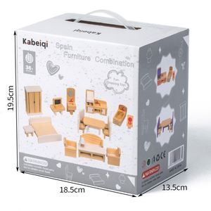 Maison de poupée miniature certifiée CPC CE, jouets de jeu d'imitation, ensemble de meubles en bois pour maison de poupée pour enfants - Product Image 6