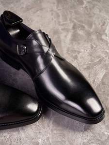 Chaussures habillées en cuir véritable italien pour hommes, lacets de moine, chaussures de gentleman, tête de cheval - Product Image 3