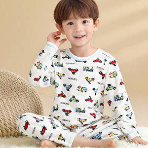 Ensemble de <span class=keywords><strong>pyjama</strong></span> en jersey de coton pour garçons, imprimé animaux/véhicules, doux, manches longues, vêtements de nuit pour enfants en bas âge - Product Image 4