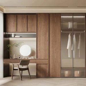 Más vendidos-Armario de madera Tamaño personalizado Armario Muebles de dormitorio Puerta de vidrio-Armario plegable - Product Image 1
