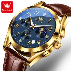 OLEVS 2890 Custom Relojes Made In China Geneva Leather Wrist Watches For Men Cheap