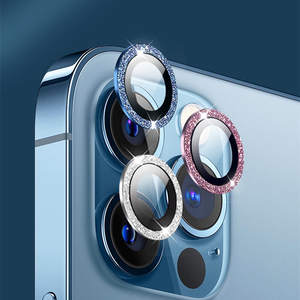 Bling Diamond Camera Lens Protector per <span class=keywords><strong>iPhone</strong></span> <span class=keywords><strong>11</strong></span> 12 13 Mini <span class=keywords><strong>Pro</strong></span> <span class=keywords><strong>Max</strong></span> anello metallico copriobiettivo in vetro temperato - Product Image 5