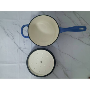 Marmite en <span class=keywords><strong>fonte</strong></span> émaillée écologique avec longue poignée, couvercle antiadhésif, compatible gaz et induction, pour ragoûts et plats mijotés – Vente en gros - Product Image 3