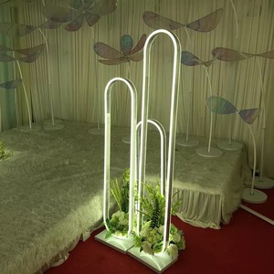 อุปกรณ์ประกอบฉากงานแต่งงานใหม่ ชุดสามชิ้นรูปวงรีเรืองแสง ตกแต่งขาตั้งดอกไม้งานแต่งงาน ของตกแต่งงานแต่งงาน ทางเดินดอกไม้งานแต่งงาน - Product Image 4