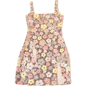 Nouveautés Robe sans manches à paillettes imprimée de fleurs pour femmes - Product Image 4